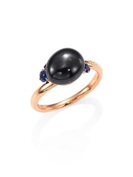 商品Blue Sapphires, Ceramic & 18K Rose Gold Ring图片