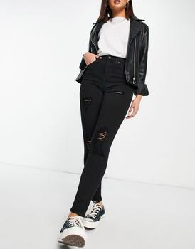 冬装topshop jamie, Topshop | Topshop jamie super ripped skinny jeans in black商品图片 3折
