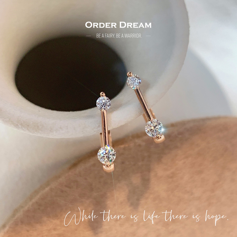 Order Dream | 18K金简约双钻耳扣商品图片,包邮包税