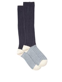 推荐Colour-blocked cotton-blend socks商品