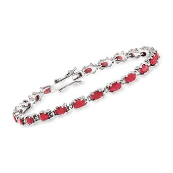 Ross-Simons | Ross-Simons Ruby Bracelet With Diamond Accents in Sterling Silver,商家Premium Outlets,价格¥1326