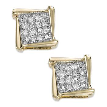 Macy's | Diamond Accent Square Stud Earrings in 10k White, Yellow or Rose Gold商品图片,2.5折