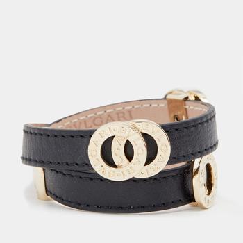 美国BVLGARI, [二手商品] BVLGARI | Bvlgari Black Leather Interlocking Rings Double Coiled Bracelet商品图片 7.8折, 满1件减$100, 满减