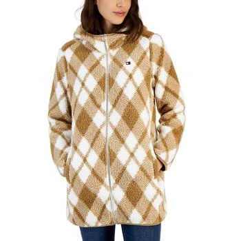 Tommy Hilfiger | Women's Fleece Plaid Hooded Car Coat 7.4折×额外7折, 额外七折