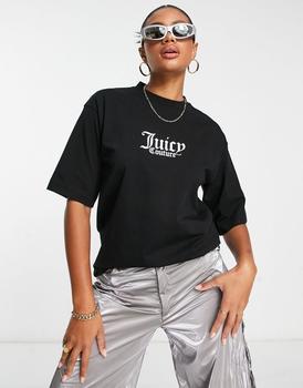 Juicy Couture | Juicy Couture oversized graphic tee in black商品图片 额外9.5折, 额外九五折