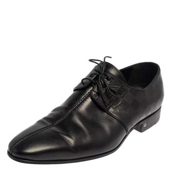 更多路易威登男鞋, [二手商品] Louis Vuitton | Louis Vuitton Black Damier Leather Lace Up Oxfords Size 43商品图片 7.9折, 满1件减$100, 满减