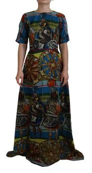 推荐Multicolor Sicily Silk A-line Long Gown Dress商品