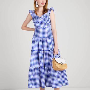 Kate Spade Surprise, Kate Spade | Kate Spade New York Women's Gingham Tiered Dress - Blueberry商品图片 额外6.5折, 额外六五折