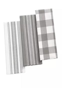 商品Farmhouse Living Stripe and Check Kitchen Towels, Set of 3,商家Belk,价格¥117图片