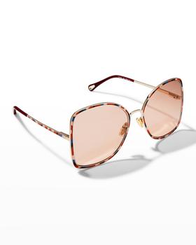 Chloé | Oversized Rectangle Metal Sunglasses商品图片,
