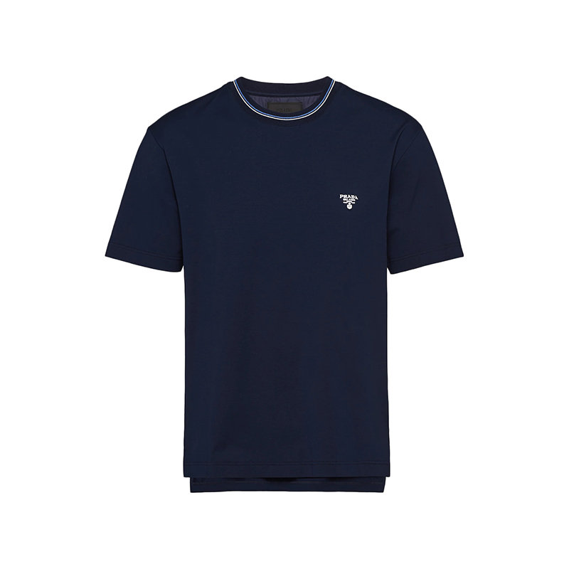 Prada | 【预售3-7天】PRADA/普拉达 22年秋冬新款 男士蓝色纯棉短袖T恤UJN797_710_F0008_S_221商品图片,7.9折, 包邮包税