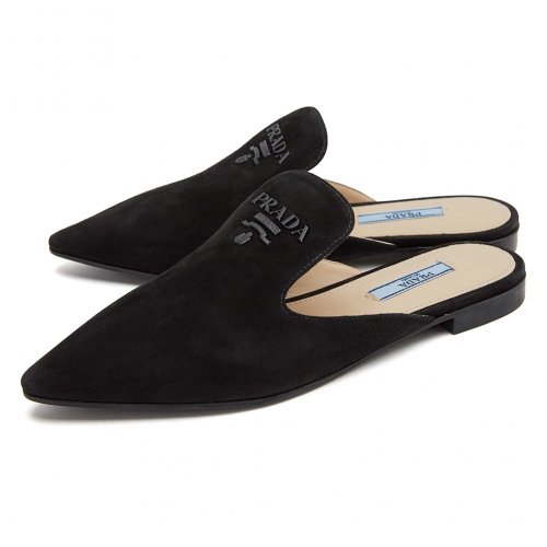 prada鞋凉鞋, Prada | PRADA 女黑色女士包脚平底拖鞋 1S538L-008-F0002商品图片 独家减免邮费