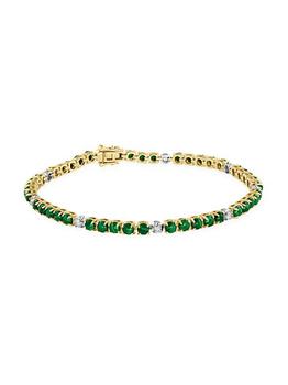 商品Saks Fifth Avenue Collection | Two-Tone 14K Gold, Malachite, & Diamond Bracelet,商家Saks Fifth Avenue,价格¥16278图片