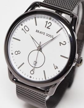 商品Brave Soul | Brave Soul mesh strap watch in gun tone,商家ASOS,价格¥142图片