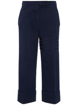 thom browne裤, Thom Browne | Cotton Twill Grosgrain Bars Crop Pants商品图片 4折