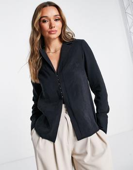 Topshop好用吗, Topshop | Topshop hook and eye front blouse in black商品图片 