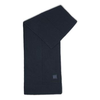 Hugo Boss | BOSS - KAIO Black Plain Knit Scarf With Woven Logo 50476461 001商品图片,满$175享9折, 满折