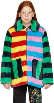 推荐Kids Multicolor Striped Faux-Fur Coat商品