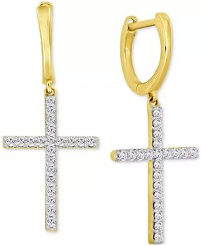 Macy's | Diamond Cross Drop Earrings (1/4 ct. t.w.) in 10k Gold,商家Macy's,价格¥6688