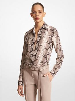 Michael Kors | Hansen Python Organic Silk Crepe De Chine Shirt商品图片,