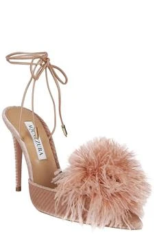 Aquazzura | Ladies Boudoir Sling 105 Feather-trim Heeled Sandals 3.7折, 满$200减$10, 满减