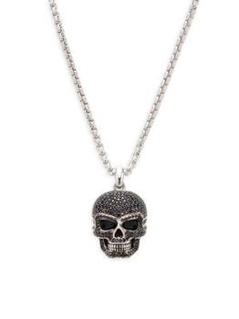 Effy | ​Sterling Silver & Black Spinel Skull Pendant Necklace商品图片,3折, 满$150享7.5折, 满折