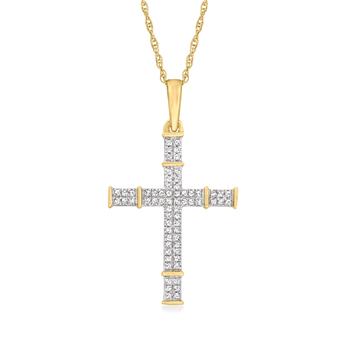 商品Canaria Diamond-Accented Cross Pendant Necklace in 10kt Yellow Gold图片