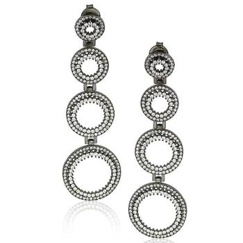Suzy Levian Sterling Silver Cubic Zirconia Graduating Circle Earrings,价格$308