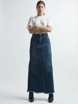 推荐Split-back organic cotton-blend denim maxi skirt商品