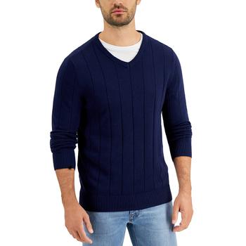 Club Room | Men's Drop-Needle V-Neck Cotton Sweater, Created for Macy's商品图片,5折