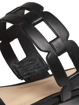 ブラックレザー フリンジサンダルLeather quilted sandals Shop Chain-Link Metallic Leather Sandals on Sale at