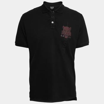 推荐Just Cavalli Black Logo Print Cotton Polo T-Shirt L商品