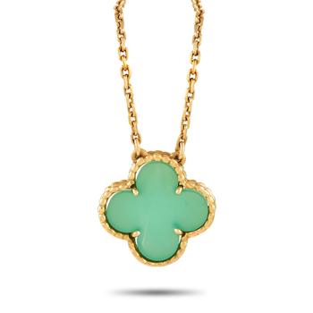 Van Cleef & Arpels, [二手商品] Van Cleef & Arpels | Van Cleef & Arpels Alhambra 18K Yellow Gold Diamond Chalcedony Necklace商品图片 6.7折