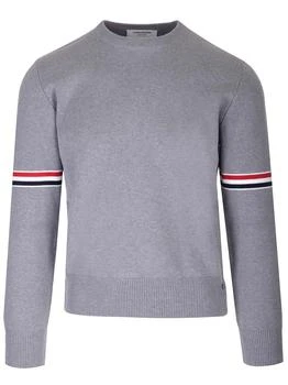 Thom Browne | Gray Crewneck Pullover With Stripes 