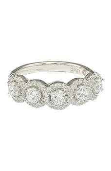 Suzy Levian | Sterling Silver Round Cubic Zirconia Halo Ring 3.7折, 独家减免邮费