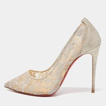 推荐Christian Louboutin Silver Lace and Glitter Pigalle Follies Pumps Size 37.5商品