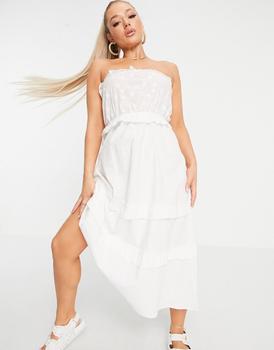 推荐Parisian tiered midi dress in white商品