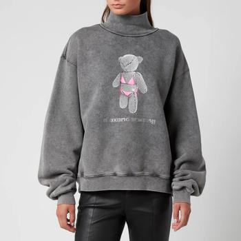 推荐Alexander Wang Women's Classic Mock Neck Sweatshirt with Teddy Bear Print商品