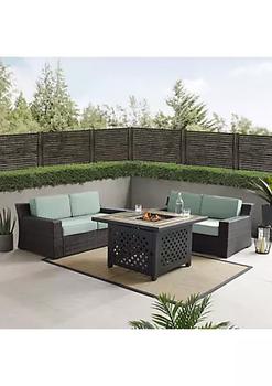 miocra koly, Crosley Furniture | Crosley Furniture KO70175BR Outdoor Wicker Conversation Set with Fire Table Mist & Brown - Fire Table & 2 Loveseats - 3 Piece商品图片 
