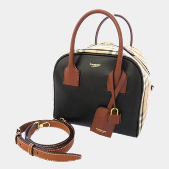 美国burberry tote, [二手商品] Burberry | Burberry Black/Brown Canvas Leather Small Cube Vintage Check Satchel Bag商品图片 