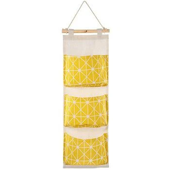 Fresh Fab Finds | Wall Mounted Storage Bag Door Closet Hanging Storage Bag Organizer Waterproof 3 Pockets Pouch Yellow,商家Verishop,价格¥137