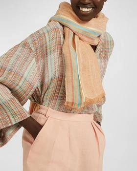 Loro Piana | Striped Linen-Silk Stole 