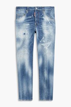 推荐Skinny-fit painted distressed faded denim jeans商品