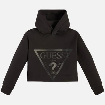 GUESS | Guess Girls Logo-Printed Cotton-Blend Hooded Sweatshirt商品图片,额外6折, 额外六折