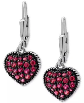 Macy's | Lab-Grown Ruby Heart Cluster Drop Earrings (1-1/4 ct. t.w.) in Sterling Silver,商家Macy's,价格¥283