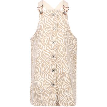 推荐Wavy stripes dungaree dress in beige and white商品