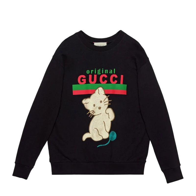 Gucci | GUCCI 女士黑色猫咪印花卫衣 617964-XJCRU-1082 包邮包税