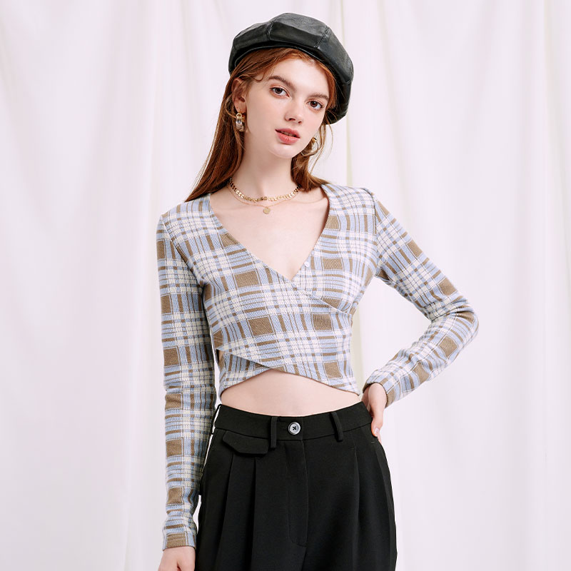 Petite Studio NYC | Bonnie上衣 - 蓝色格纹 | Bonnie Top - Blue Plaid商品图片,额外3折, 包邮包税, 额外三折