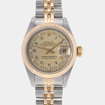 [二手商品] Rolex | Rolex Champagne Diamonds 18k Yellow Gold And Stainless Steel Datejust 69173G Automatic Women's Wristwatch 26 mm商品图片,4.4折