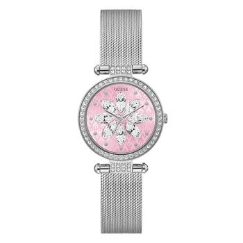 GUESS | Women's Glitz Silver-tone Stainless Steel Mesh Watch 32mm商品图片,